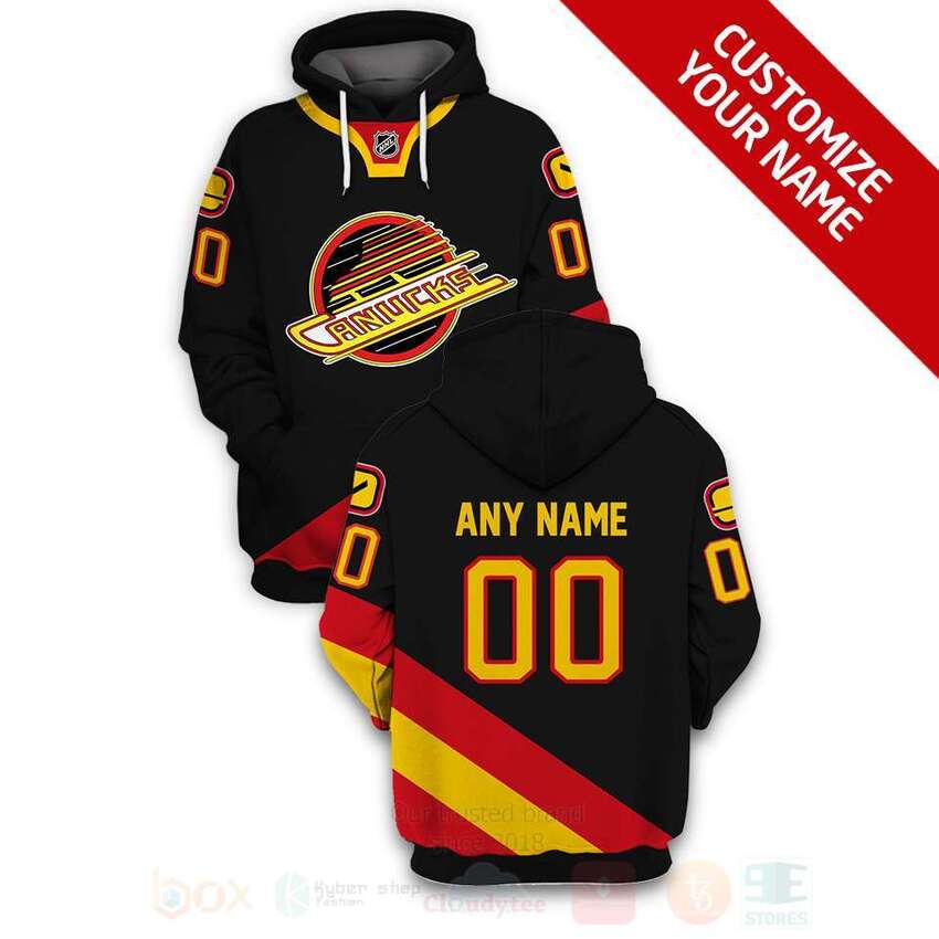 BEST NHL Vancouver Canucks Personalized Custom Black Red Unisex 3D Hoodie, Shirt 16 NHL Vancouver Canucks Personalized Black Red 3D Hoodie Shirt