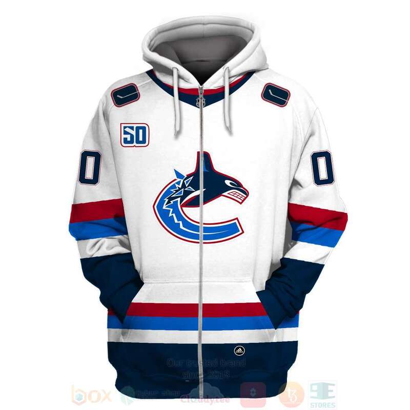 BEST NHL Vancouver Canucks Personalized White Full Printing 3D Hoodie, Shirt 2 NHL Vancouver Canucks Personalized White 3D Hoodie Shirt 1