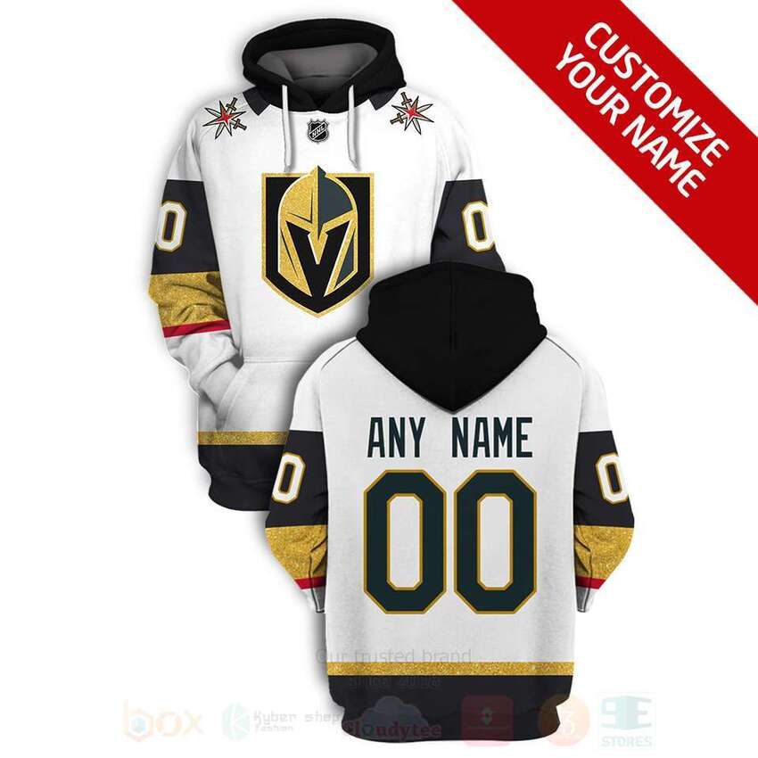 BEST NHL Vegas Golden Knights Personalized Custom 3D White Hoodie, Shirt 1 NHL Vegas Golden Knights Personalized 3D White Hoodie Shirt