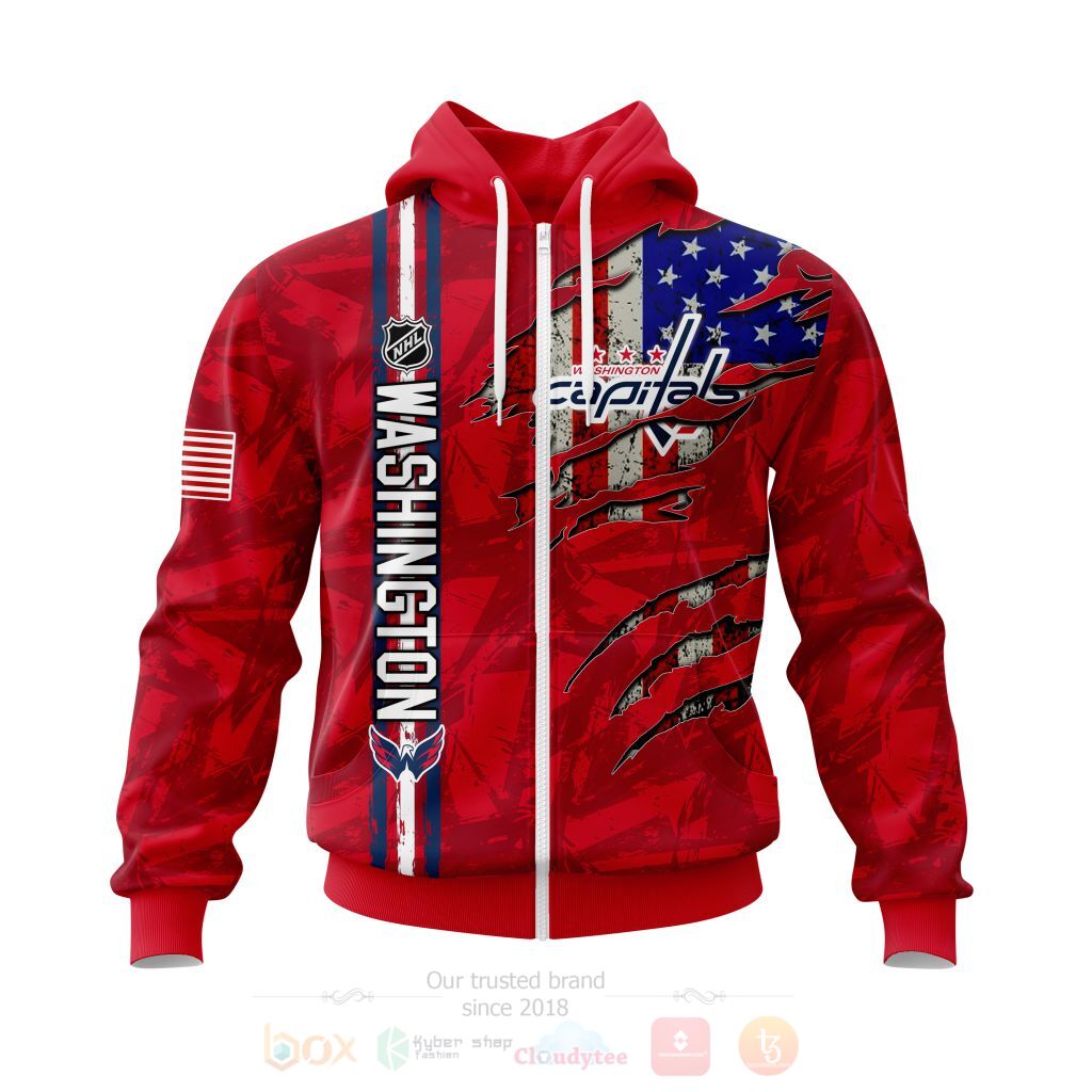 BEST NHL Washington Capitals Personalized All Over Print Custom Hoodie, T-Shirt With American Flag All Over Print Custom Hoodie, T-Shirt 2 NHL Washington Capitals Personalized 3D Hoodie Shirt With American Flag 3D Hoodie Shirt 1