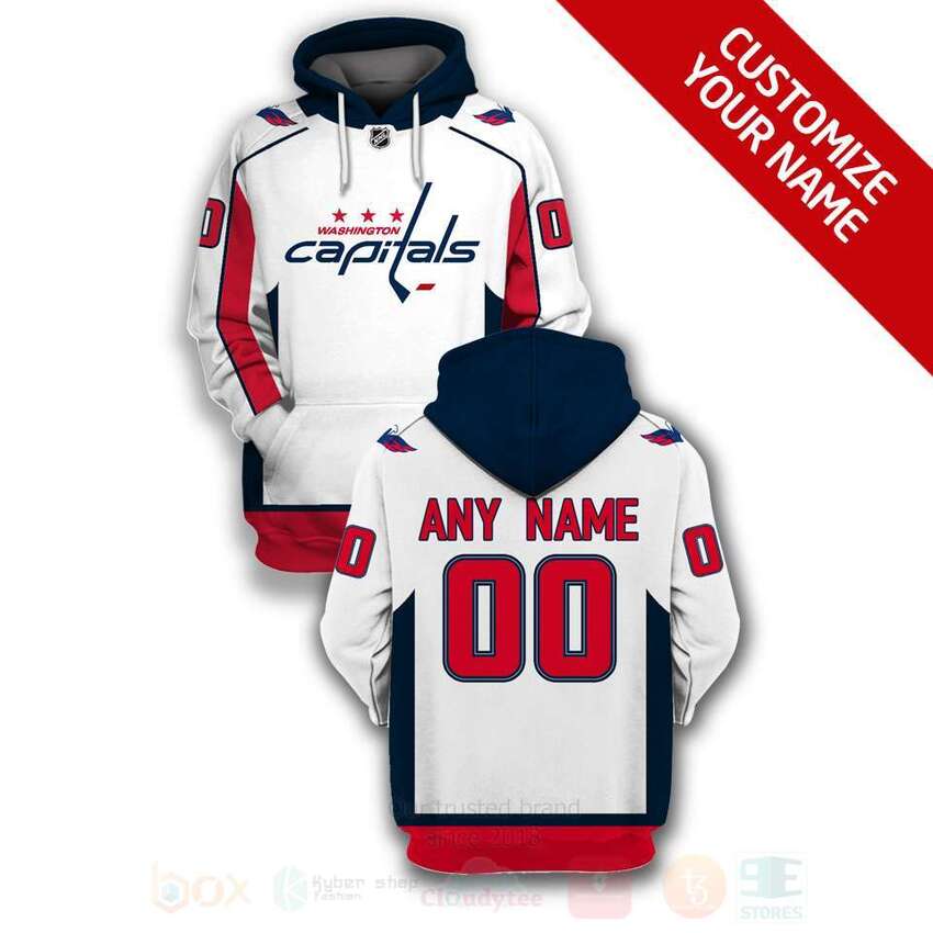 BEST NHL Washington Capitals Personalized Custom White Red Unisex 3D Hoodie, Shirt 17 NHL Washington Capitals Personalized White Red 3D Hoodie Shirt