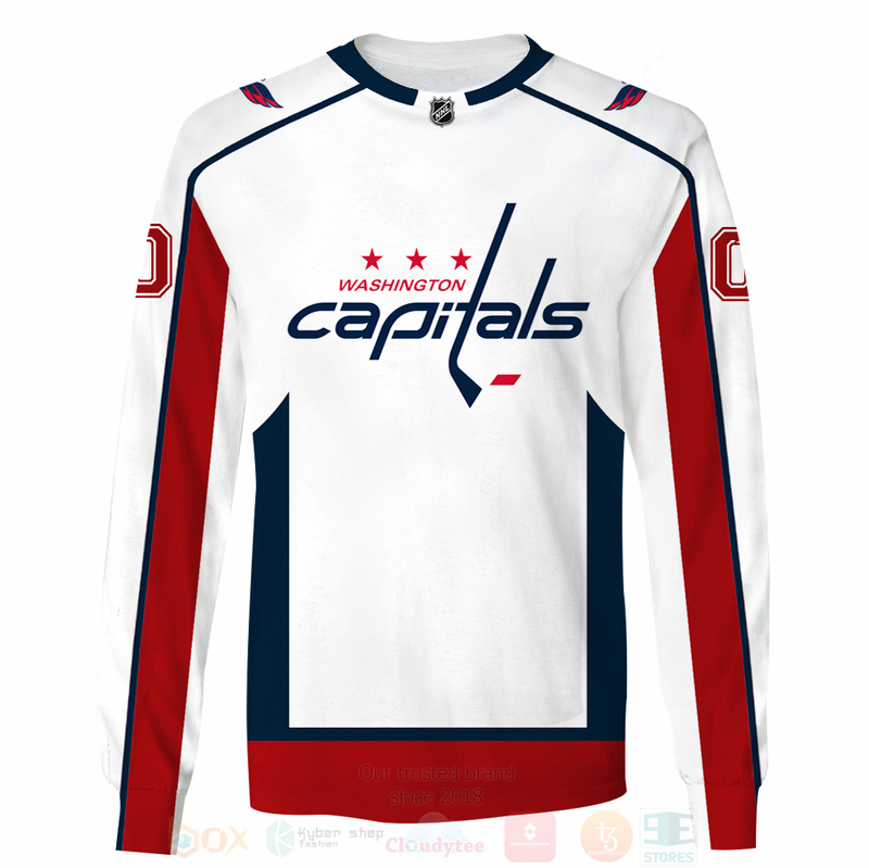 NHL Washington Capitals Team Personalized White 3D Hoodie Shirt 1 2 3 4