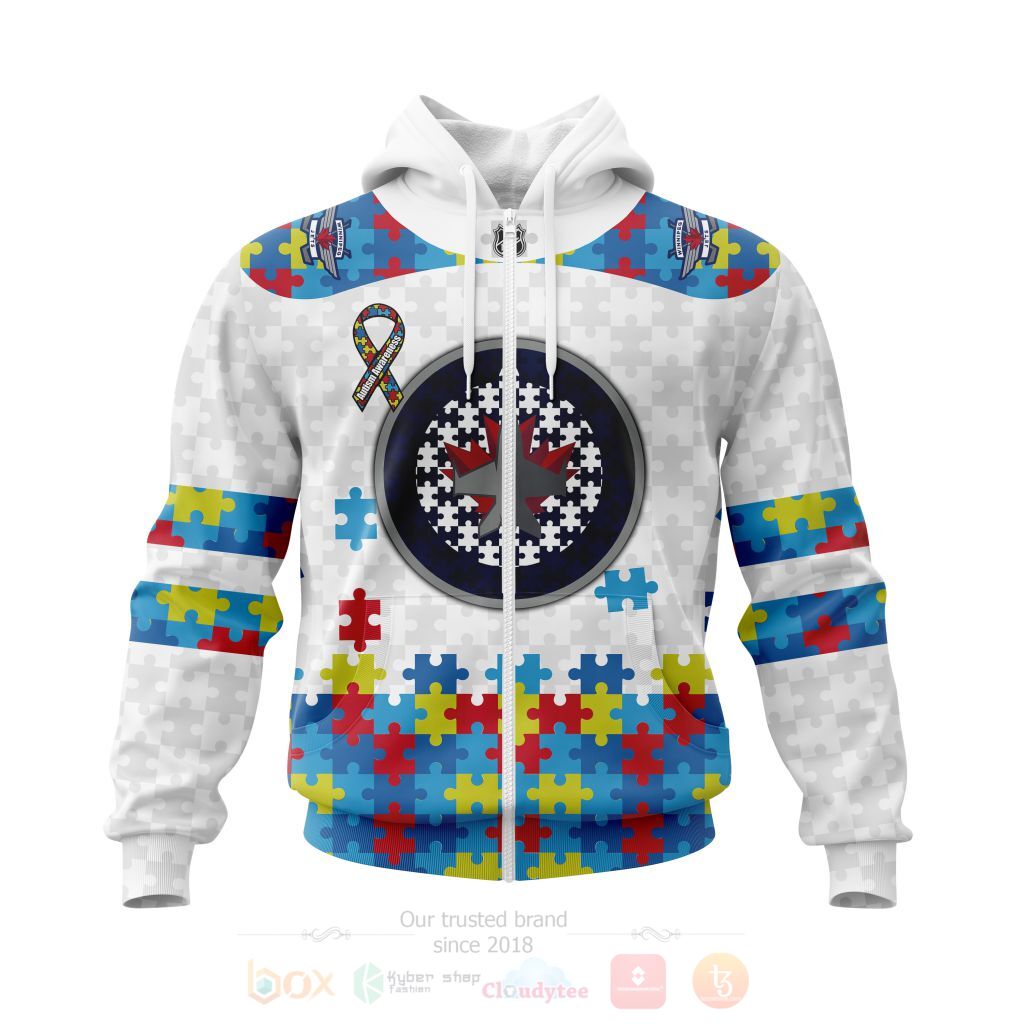 BEST NHL Winnipeg Jets Autism Awareness Ver1 Personalized All Over Print Custom Hoodie, T-Shirt 2 NHL Winnipeg Jets Autism Awareness Ver1 Personalized 3D Hoodie Shirt 1