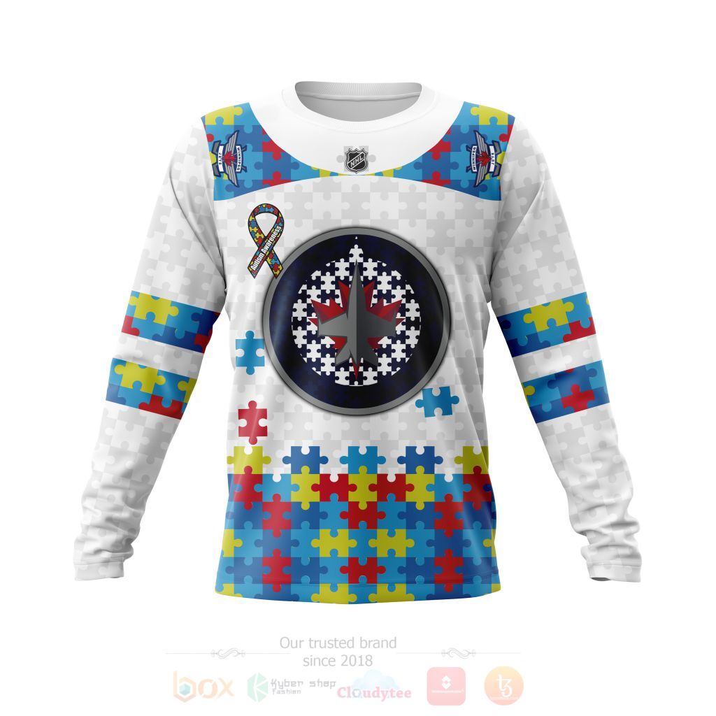BEST NHL Winnipeg Jets Autism Awareness Ver1 Personalized All Over Print Custom Hoodie, T-Shirt 3 NHL Winnipeg Jets Autism Awareness Ver1 Personalized 3D Hoodie Shirt 1 2