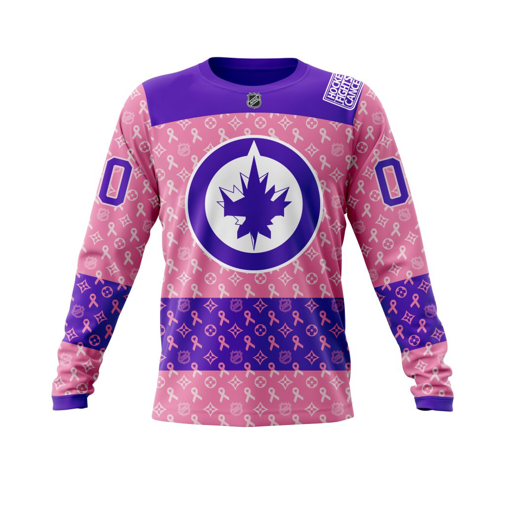 NHL Winnipeg Jets Fights Cancer Jersey Personalized 3D Hoodie Shirt 1 2 3 4 5