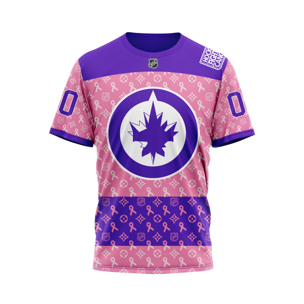 NHL Winnipeg Jets Fights Cancer Jersey Personalized 3D Hoodie Shirt 1 2 3 4 5 6 7
