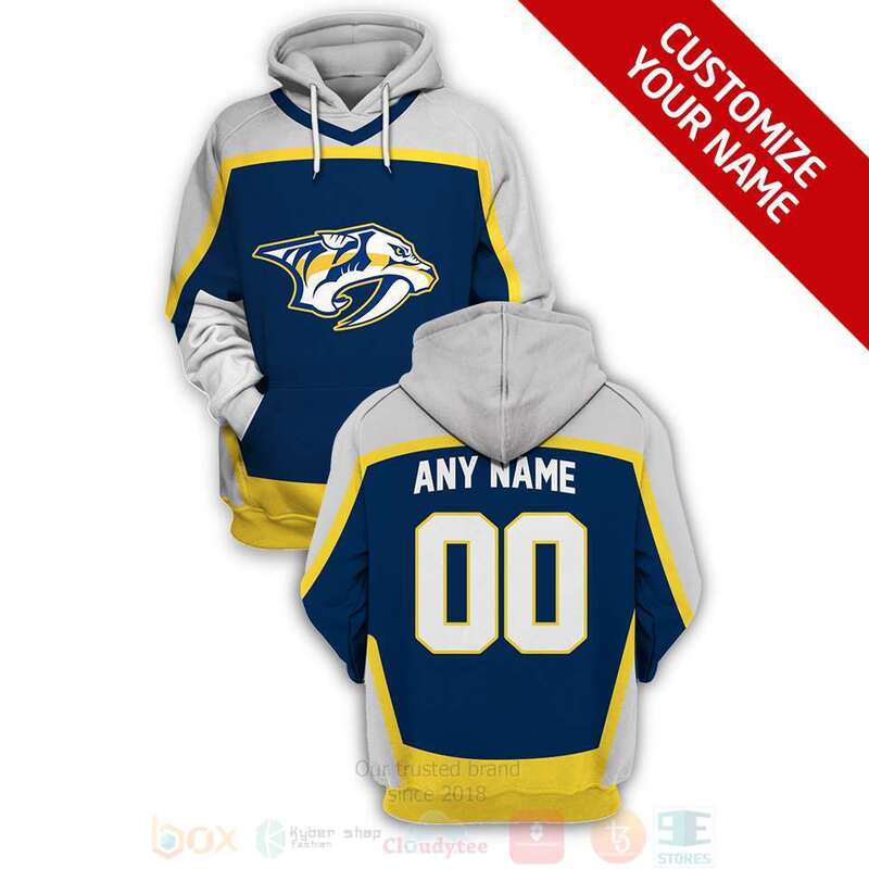 Nashville Predators Personalized Navy 3D Hoodie Shirt