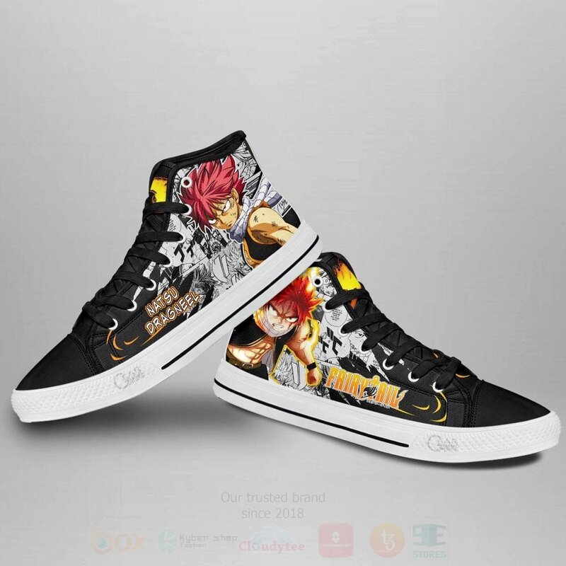 BEST Natsu Dragneel Custom Fairy Tail Anime High Top Canvas Sneakers 3 Natsu Dragneel Custom Fairy Tail Anime High Top Shoes 1 2