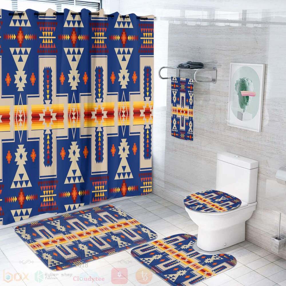Navy Tribe Design Native American Bathroom Set
