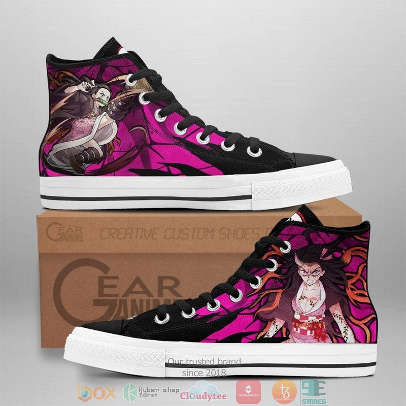 Nezuko Demon Form Demon Slayer High Top Canvas Shoes