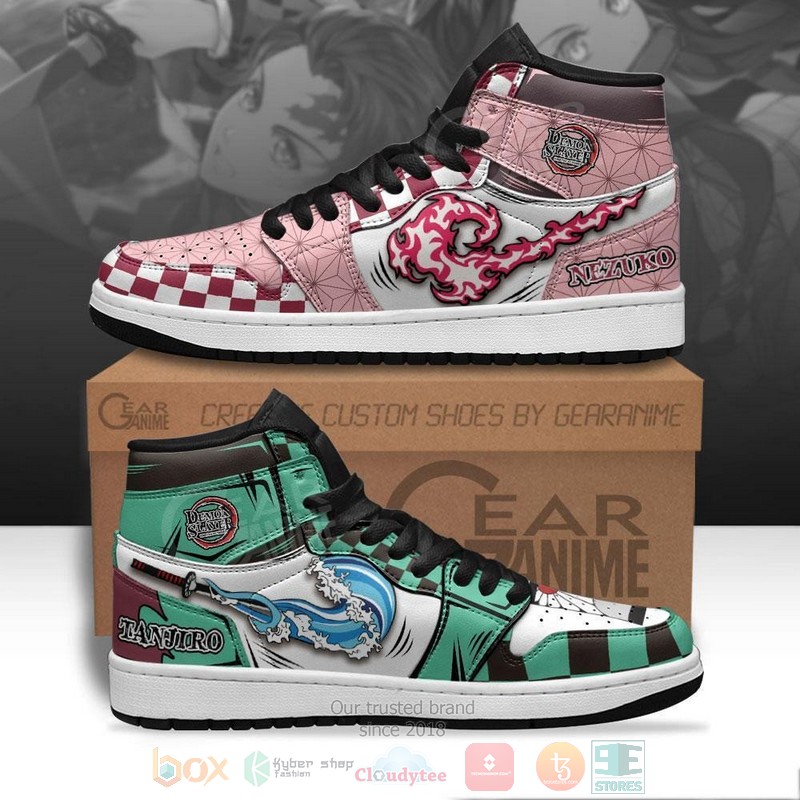 Nezuko and Tanjiro Skills Demon Slayer Anime Air Jordan high top shoes