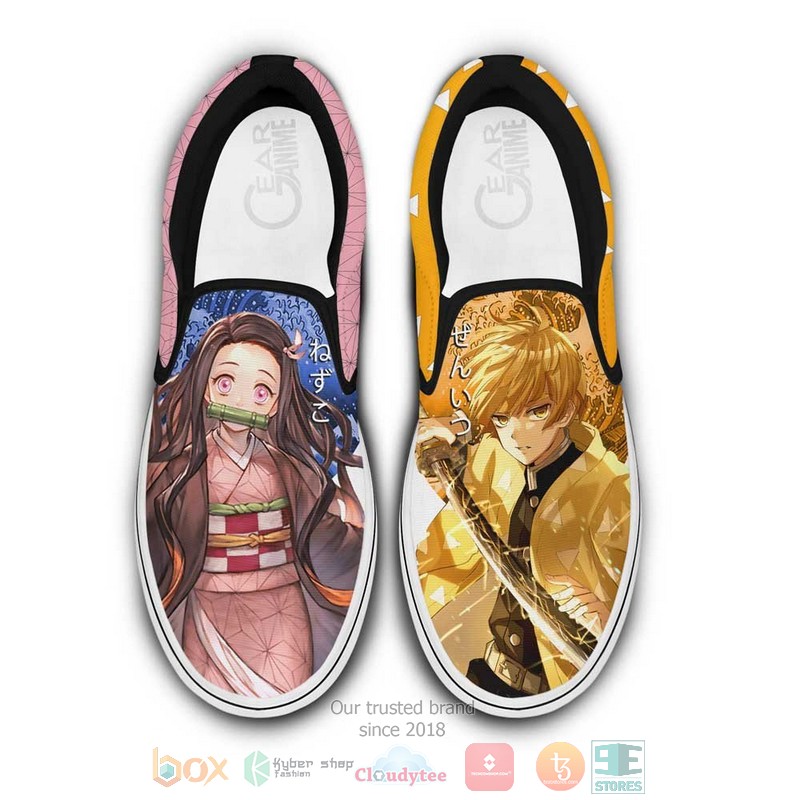 Nezuko and Zenitsu Anime Demon Slayer Slip On Shoes