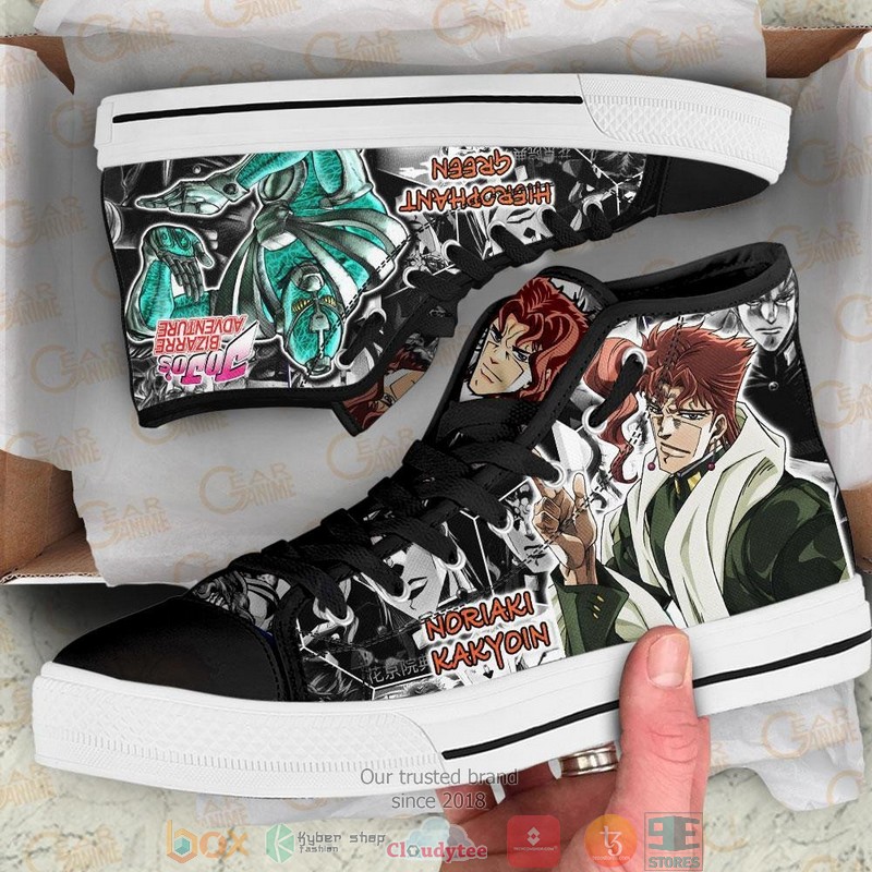 Noriaki Kakyoin Jojos Birraze Adventure High Top Canvas Shoes 1