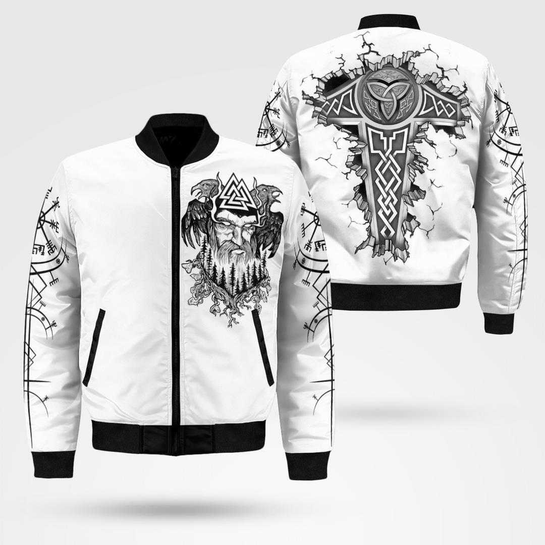 Odin Art and Hammer of Thor Bomber Jacket
