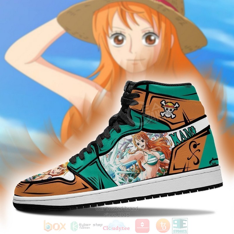 One Piece Nami Anime Air Jordan High Top Sneaker Shoes 3 One Piece Nami Anime Air Jordan High Top Shoes 1 2