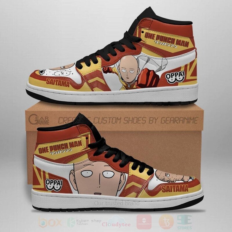 One Punch Man Saitama Funny Face Custom Air Jordan High Top Shoes 1 2 3
