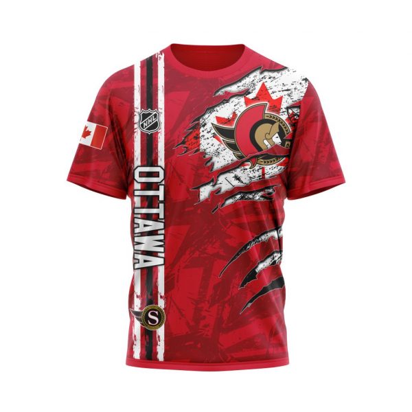 Ottawa Senators Personalized NHL With Canada Flag 3d shirt hoodie 1 2 3 4 5