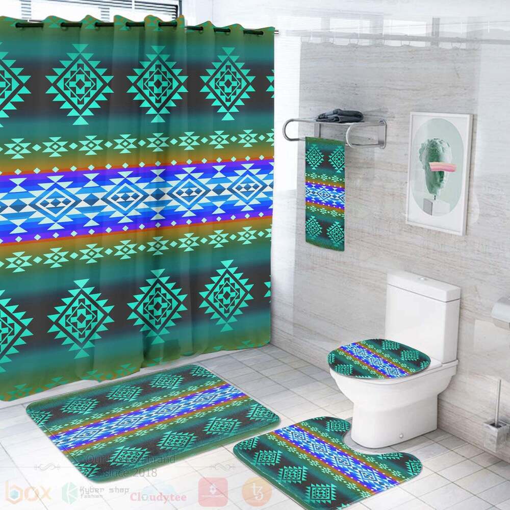 Pattern Blue Native Bathroom set