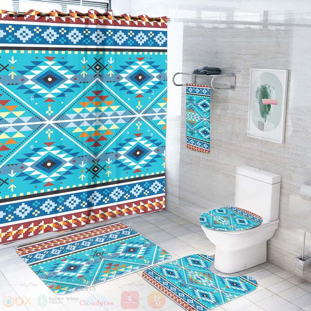 Pattern Native Blue Ver3 American Bathroom Set