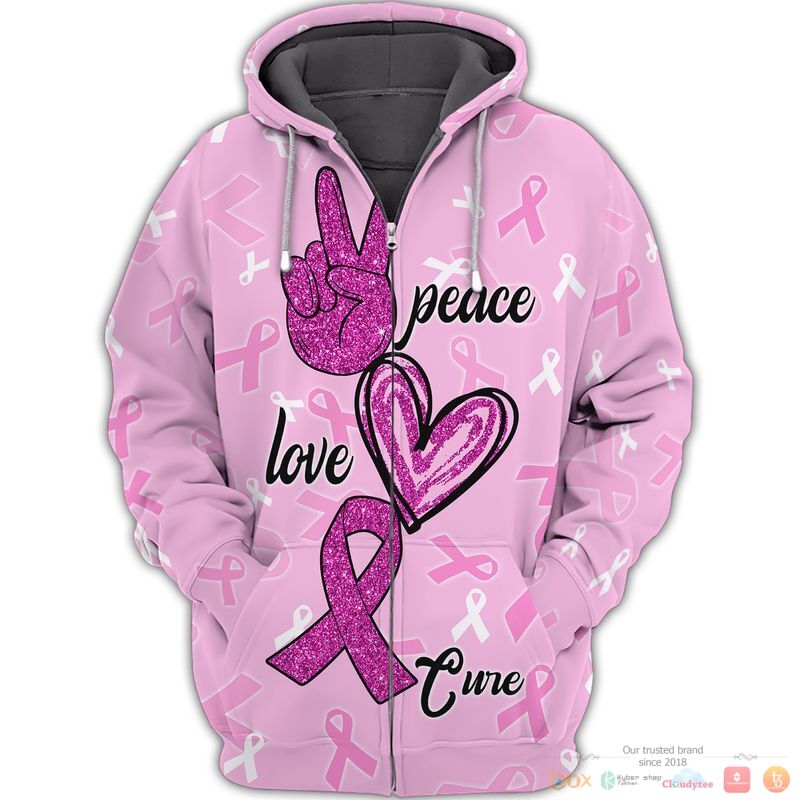 Peace Love Cure Breast Cancer Awareness jersey Shirt, Hoodie 2 Peace Love Cure Breast Cancer Awareness 3d Shirt Hoodie 1