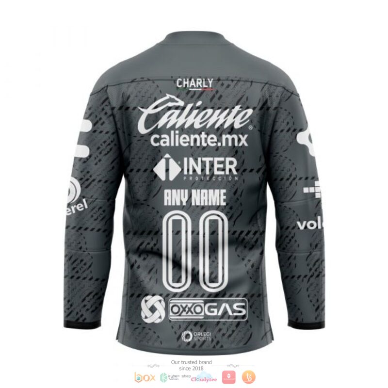 Personalized Liga MX Atlas Club Banco Azteca grey hockey jersey 2 Personalise Liga MX Atlas Club Banco Azteca grey custom hockey jersey 1