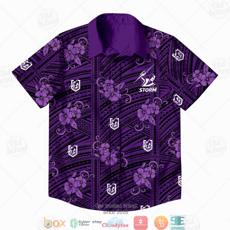 Personalized NRL Melbourne Storm Hawaiian shirt 2 Personalise NRL Melbourne Storm Hawaiian shirt 1