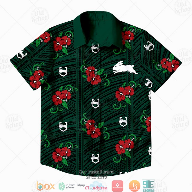 Personalized NRL South Sydney Rabbitohs Hawaiian shirt 2 Personalise NRL South Sydney Rabbitohs Hawaiian shirt 1