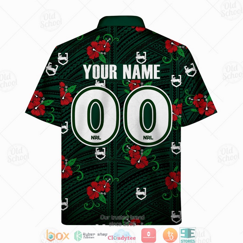 Personalized NRL South Sydney Rabbitohs Hawaiian shirt 3 Personalise NRL South Sydney Rabbitohs Hawaiian shirt 1 2
