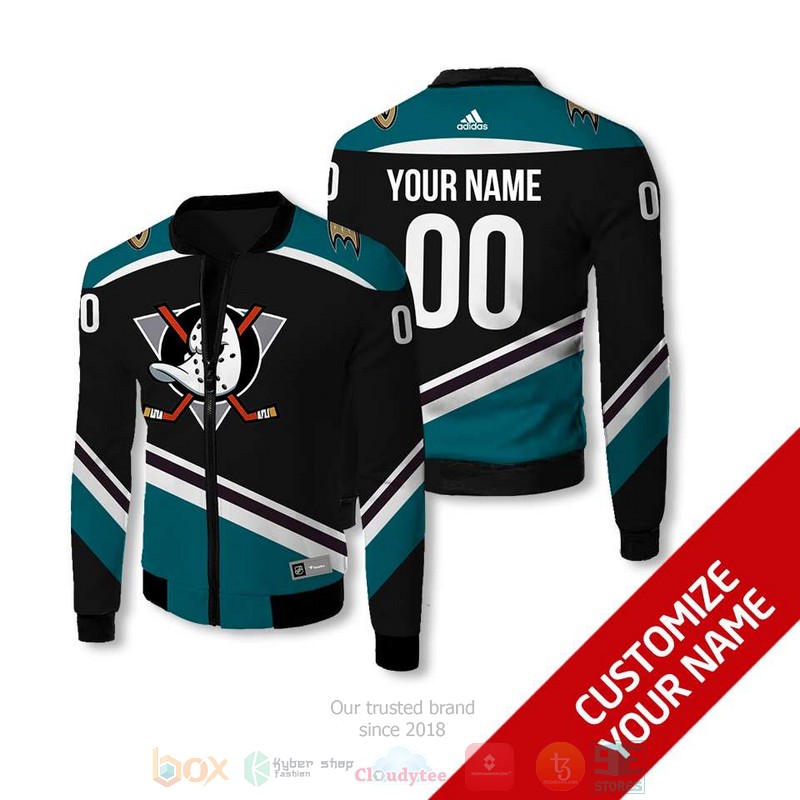 Personalized Anaheim Ducks NHL black light blue custom 3D Bomber Jacket 5 Personalized Anaheim Ducks NHL black light blue custom Bomber Jacket