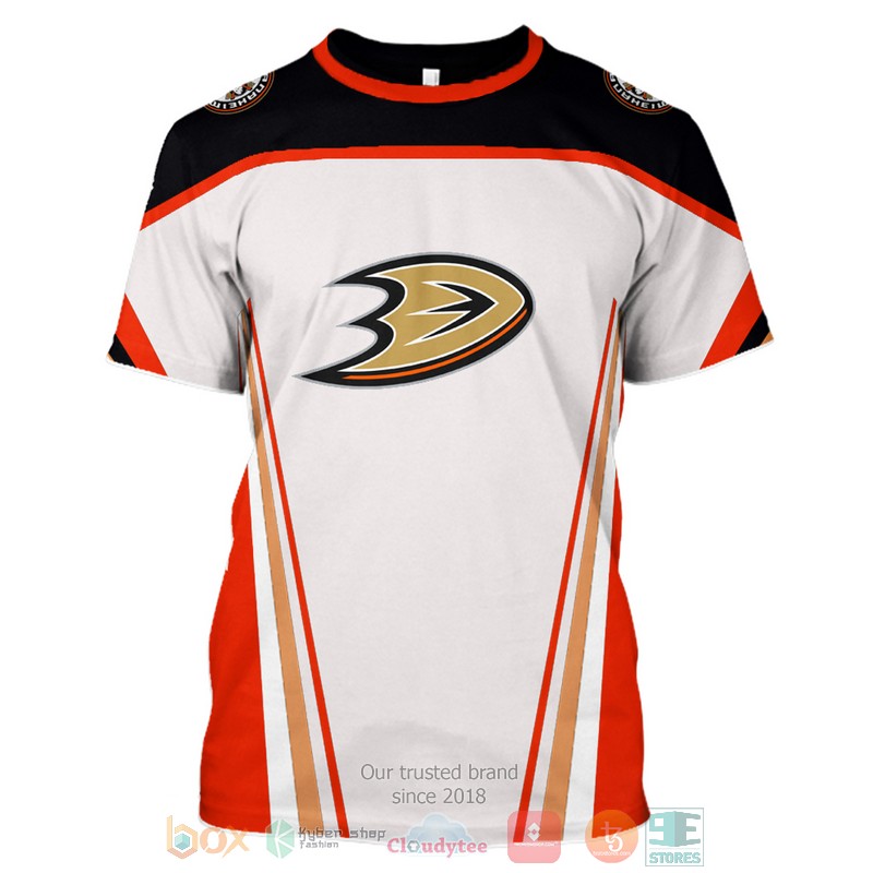 Personalized Anaheim Ducks NHL white black orange custom 3D shirt hoodie 1 2 3 4 5 6