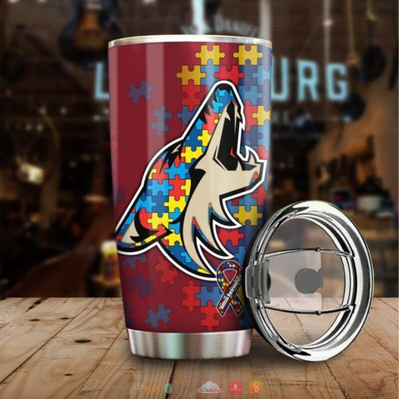 Personalized Arizona Coyotes Autism Awareness Tumbler