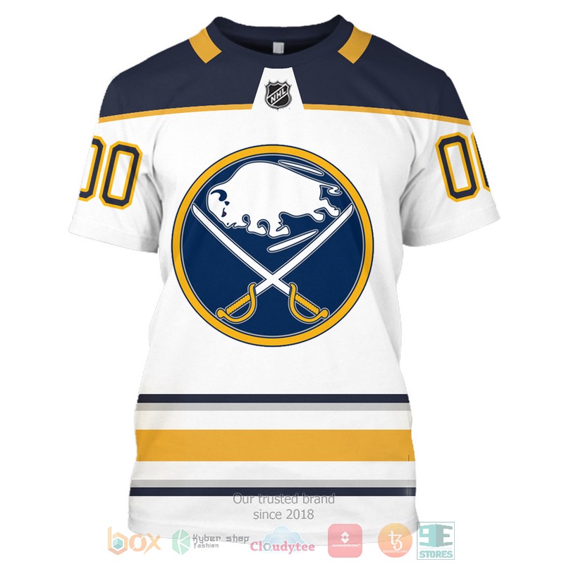 Personalized Buffalo Sabres NHL white yellow custom 3D shirt hoodie 1 2 3 4 5