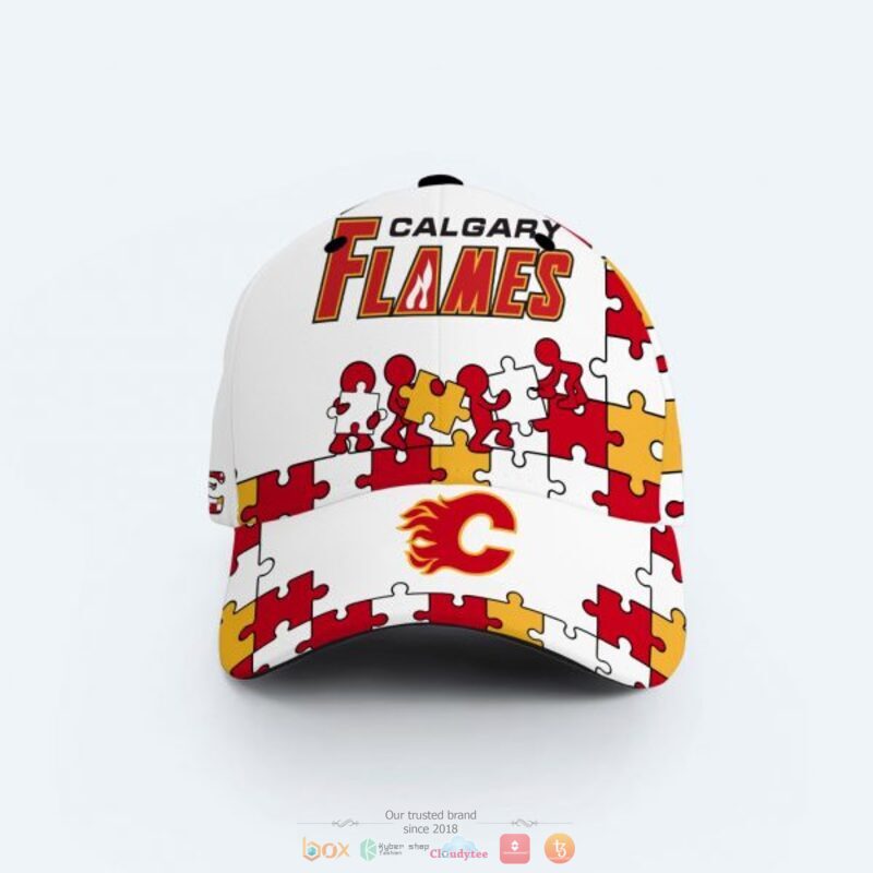 Personalized Calgary Flames Autism Awareness Cap
