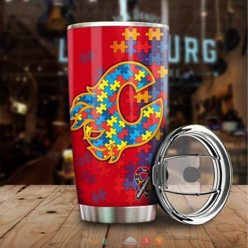 Personalized Calgary Flames Autism Awareness Tumbler