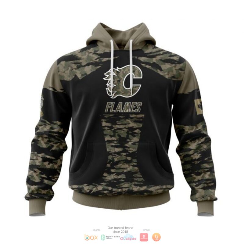Personalized Calgary Flames NHL green camo custom full print 3D shirt, hoodie 1 Personalized Calgary Flames NHL green camo custom 3D shirt hoodie