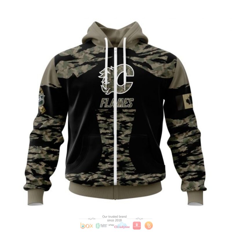 Personalized Calgary Flames NHL green camo custom full print 3D shirt, hoodie 2 Personalized Calgary Flames NHL green camo custom 3D shirt hoodie 1