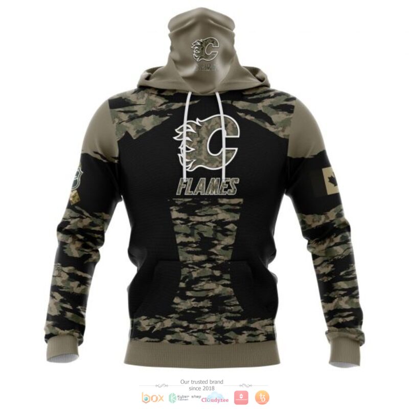 Personalized Calgary Flames NHL green camo custom full print 3D shirt, hoodie 4 Personalized Calgary Flames NHL green camo custom 3D shirt hoodie 1 2 3