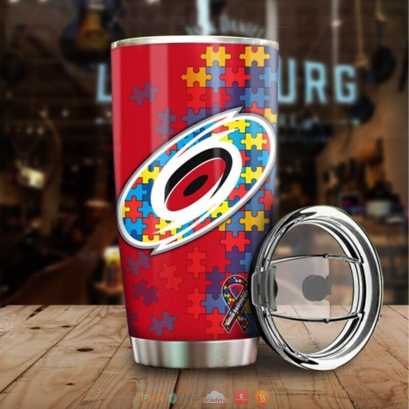 Personalized Carolina Hurricanes Autism Awareness Tumbler