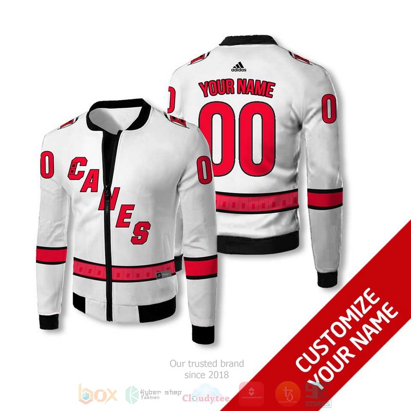 Personalized Carolina Hurricanes NHL white custom 3D Bomber Jacket 4 Personalized Carolina Hurricanes NHL white custom Bomber Jacket