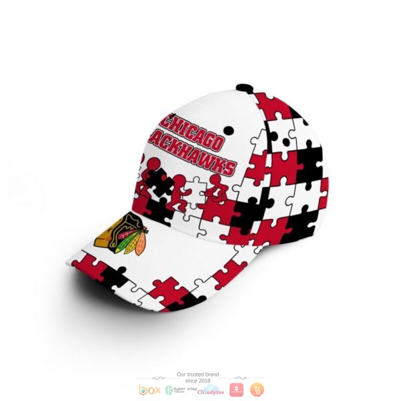 Personalized Chicago BlackHawks Autism Awareness Cap 3 Personalized Chicago BlackHawks Autism Awareness Cap 1 2