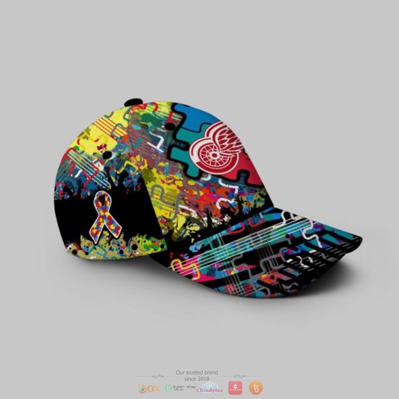 Personalized Detroit Red Wings Autism Awareness Concept Cap 2 Personalized Detroit Red Wings Autism Awareness Concept Cap 1