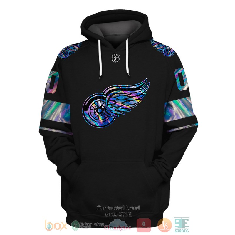 Detroit Red Wings NHL custom Personalized black 3D hoodie, shirt 3 Personalized Detroit Red Wings NHL custom black 3D shirt hoodie 1 2