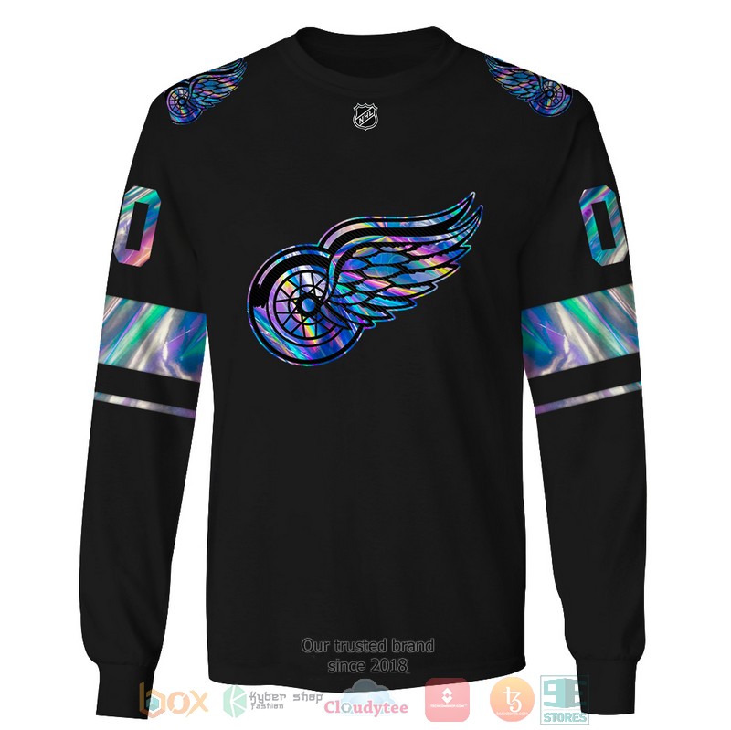 Detroit Red Wings NHL custom Personalized black 3D hoodie, shirt 5 Personalized Detroit Red Wings NHL custom black 3D shirt hoodie 1 2 3 4