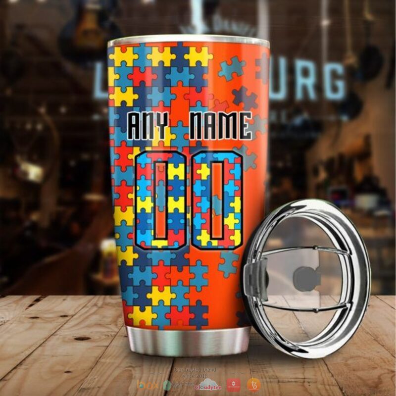 Personalized Edmonton Oilers Autism Awareness Tumbler 2 Personalized Edmonton Oilers Autism Awareness Tumbler 1