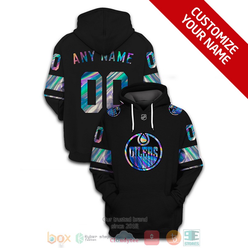 Personalized Edmonton Oilers NHL custom black 3D shirt hoodie