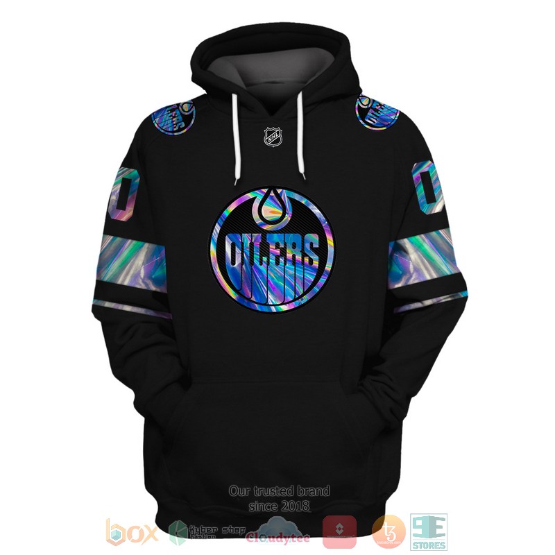 Edmonton Oilers NHL custom Personalized black 3D hoodie, shirt 3 Personalized Edmonton Oilers NHL custom black 3D shirt hoodie 1 2