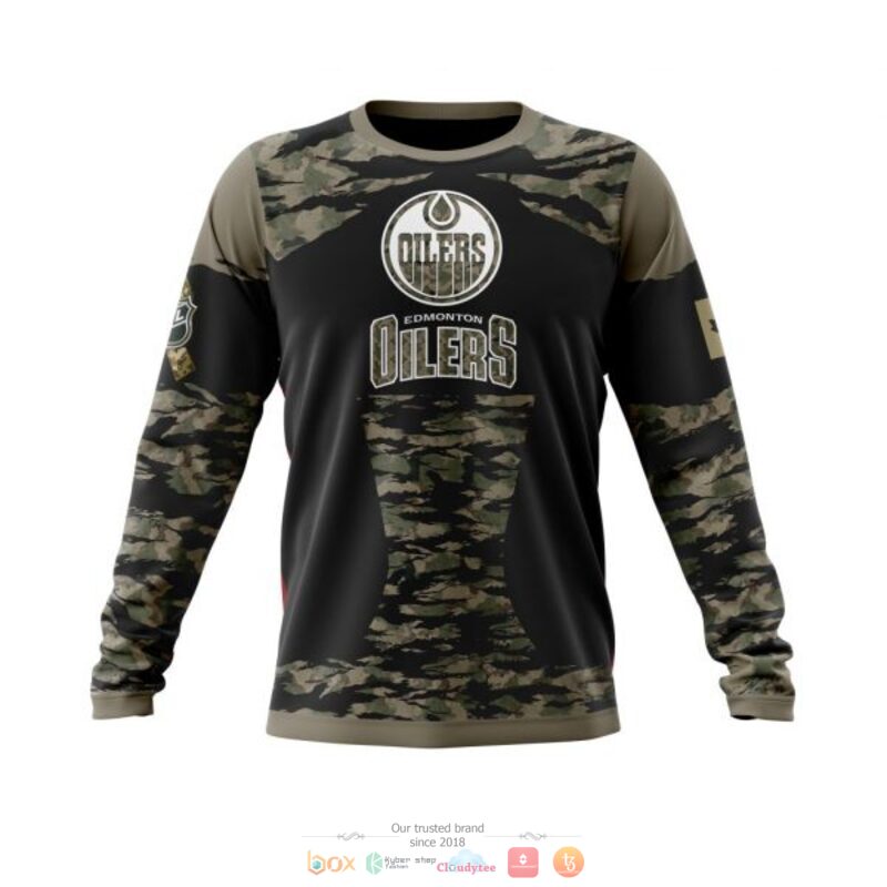 Personalized Edmonton Oilers NHL green camo custom 3D shirt hoodie 1 2 3 4 5