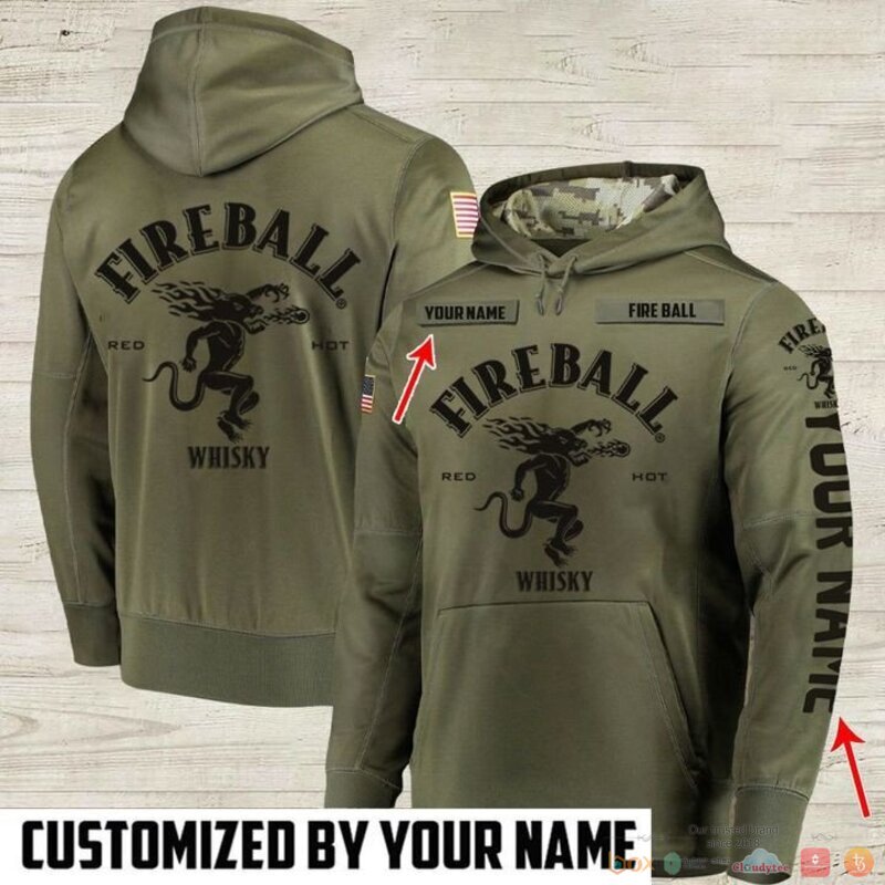 Personalized Fireball Whisky Army custom 3d hoodie