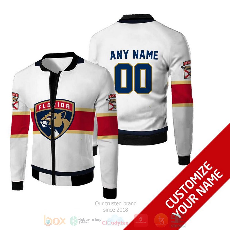 Personalized Florida Panthers NHL white custom Bomber Jacket