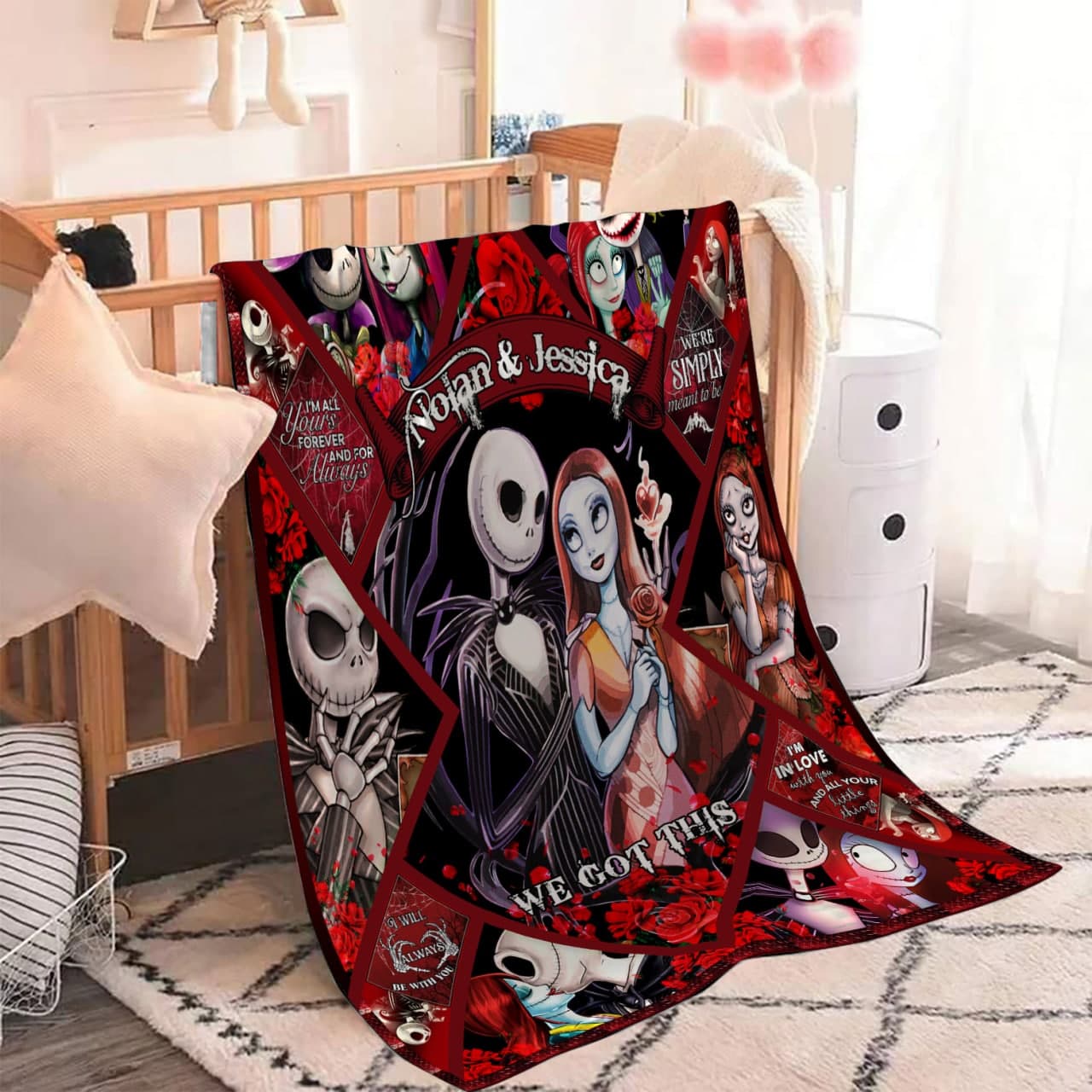 Personalized Jack Skellington and Sally you and me we got this valentino rose blanket 2 Personalized Jack Skellington and Sally you and me we got this valentino rose blanket 1